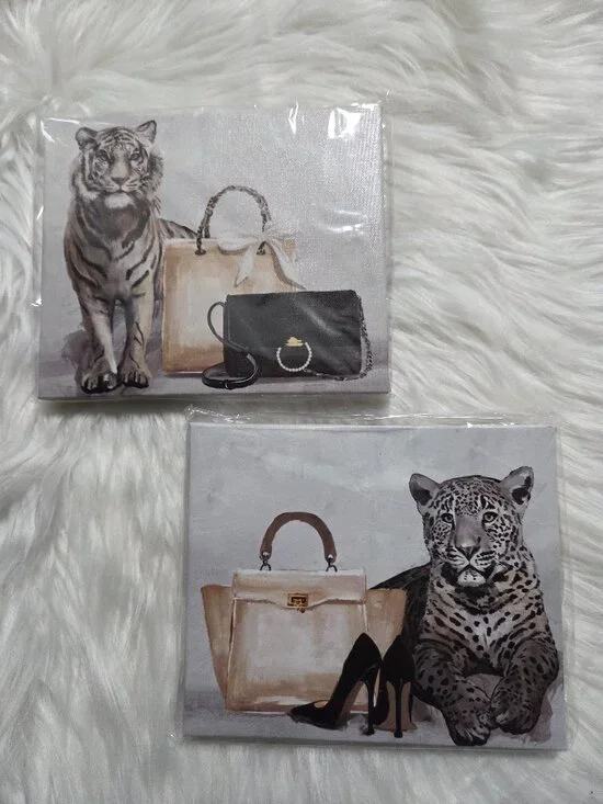 Fashionista Tiger & Leopard Wall Art Set