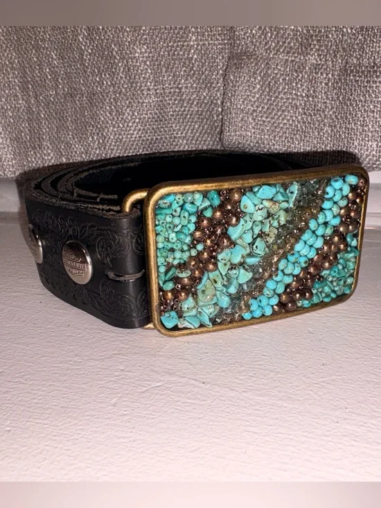 Harley Davidson Western Belt Beaded Buckle