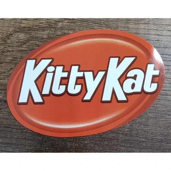 Kitty Kat Oval Vinyl Water Resistant Sticker Kit Kat Candy Bar Pun