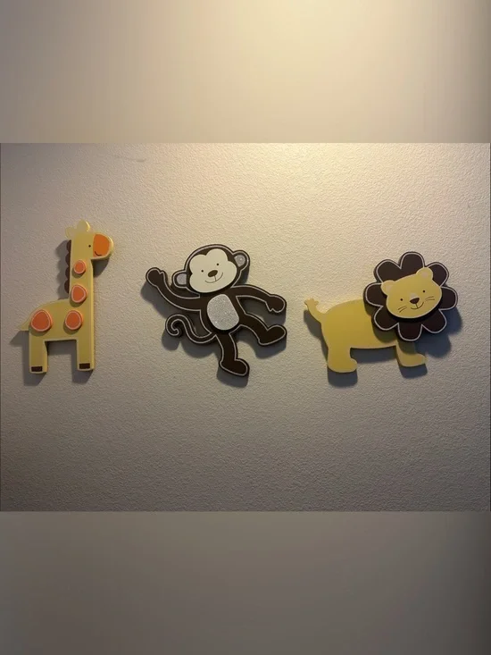 Playful Yellow Safari Animal Wall Decor Set - Unbranded