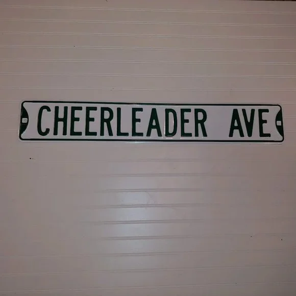 CHEERLEADER Metal Sign Green & White NEW