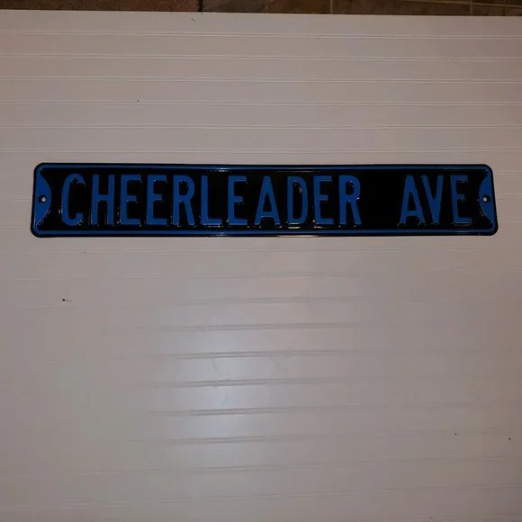 CHEERLEADER Blue & Black Metal Street Sign NEW