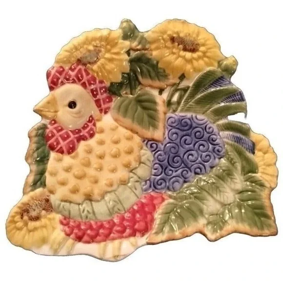 Fitz and Floyd‎ Just Fit Chicks Chicken Sunflower Plate Farmhouse Decor