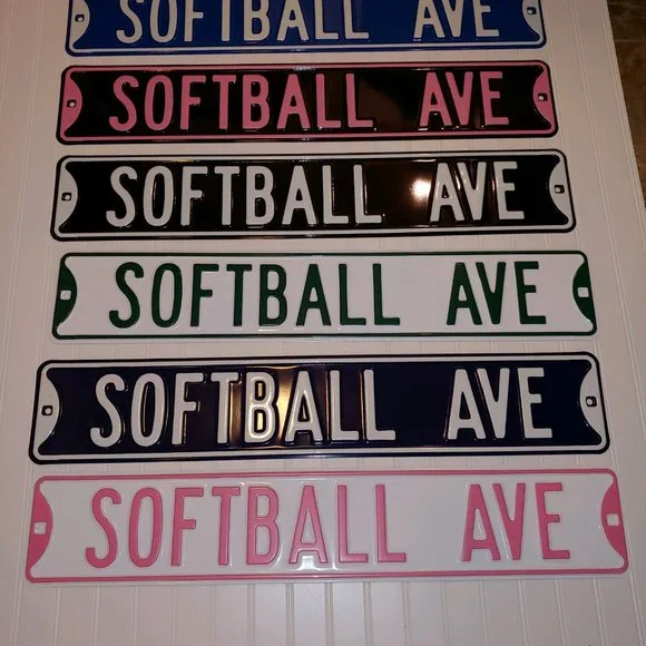 Softball Ave Pink & White Metal Street Sign - NEW!