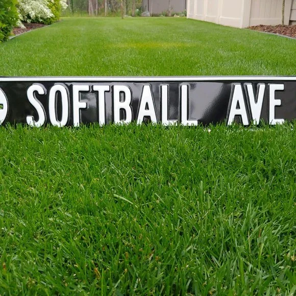 Softball Ave Black & White Metal Street Sign NEW!