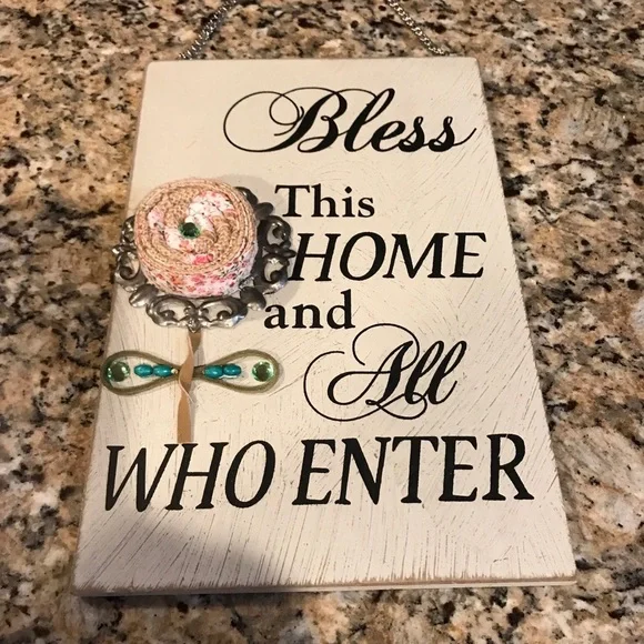 🌸 “Bless This Home” Wooden Plaque