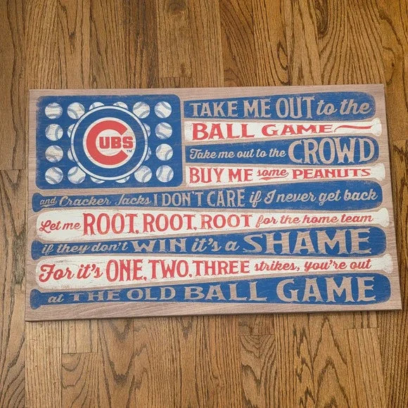Chicago Cubs Take Me Out to the Ball Game Canvas Wall Art Open Road Brands 24x14