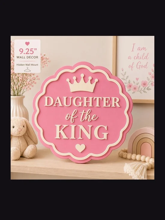 Daughter of the King Pink Wall Plaque - Childrens Wall Decor