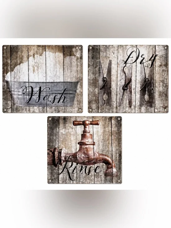 NEW Heavy Duty Steel Laundry Wash Dry Rinse Metal Signs