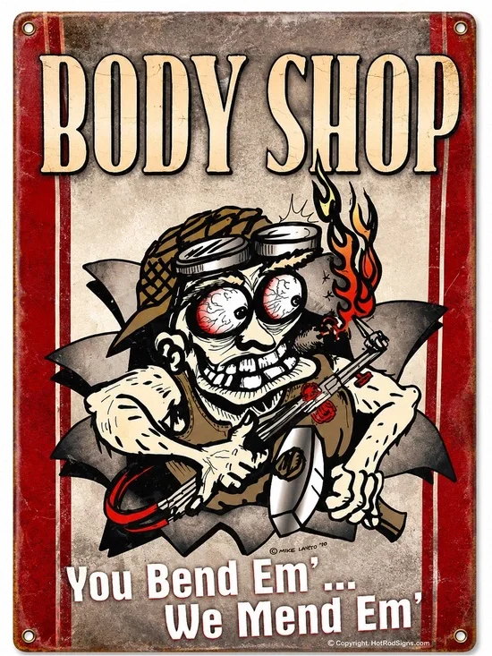 NEW Body Shop Metal Sign