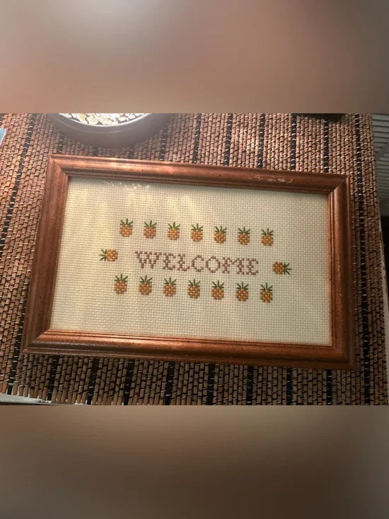 Vintage Cross-Stitch pineapple Wall Art