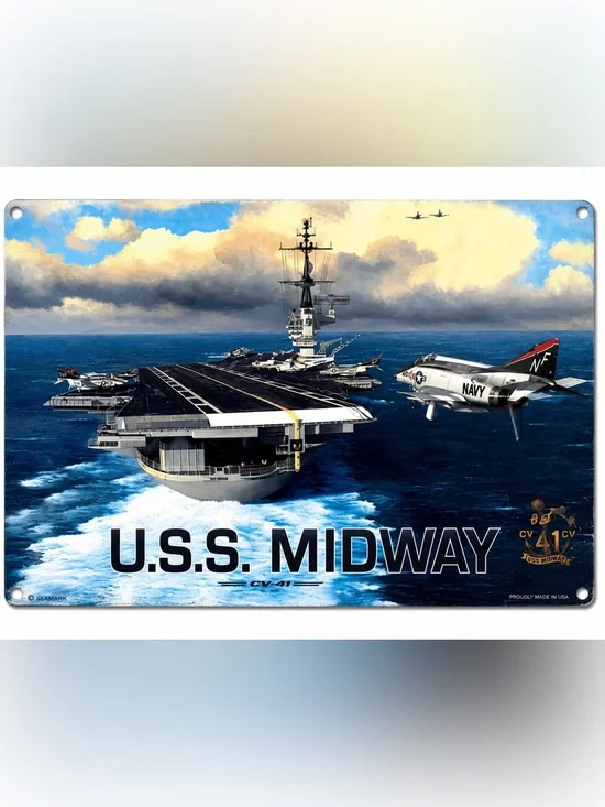 NEW Heavy Duty Steel U.S.S. Midway Navy Metal Sign