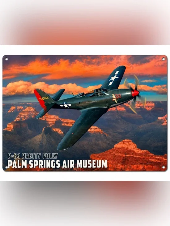 NEW Heavy Duty Steel P-63 Pretty Polly Palm Springs Air Museum Metal Sign