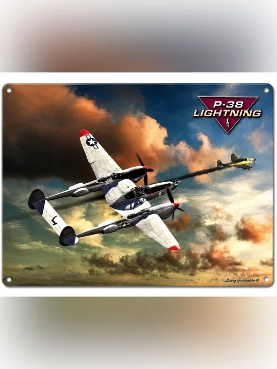 NEW Heavy Duty Steel Lockheed P-38 Lightning Metal Sign