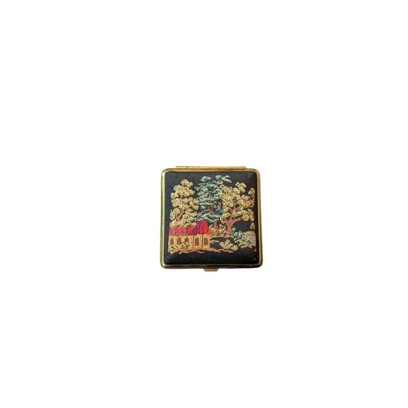 Vintage Europa‎ Travel Alarm Clock metal case Embroidered
