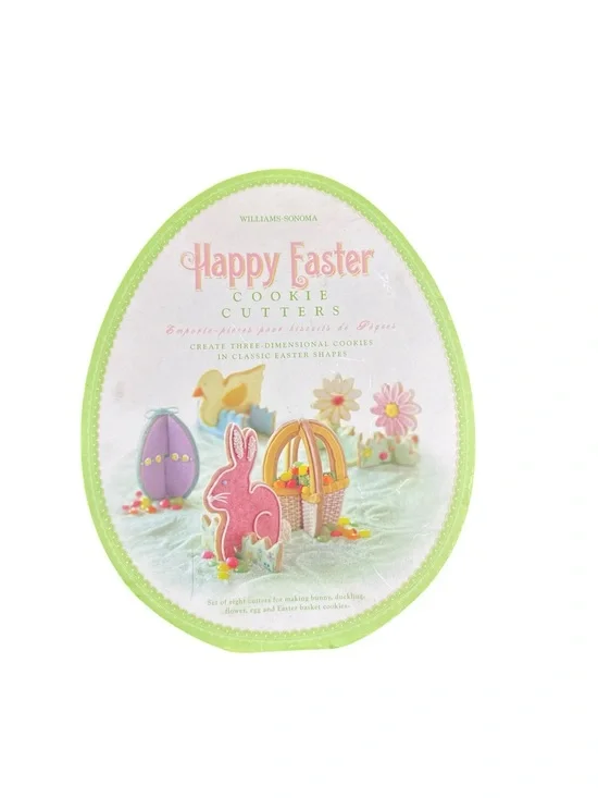 William Sonoma Happy Easter 3D Cookie Cutter Set with Recipe Cards Set of 8
