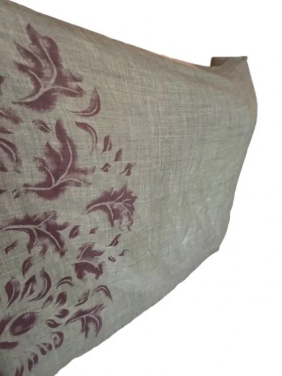 Baby Alpaca Wool and Silk KUNA Scarf Wrap Floral Boho Designer Gray Purple Shawl