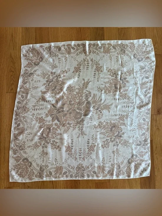 Vintage Smithsonian Institution 100% Silk Botanical Floral Scarf Made in Japan