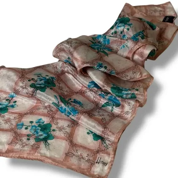 Honey Pink Floral Silk Scarf 10