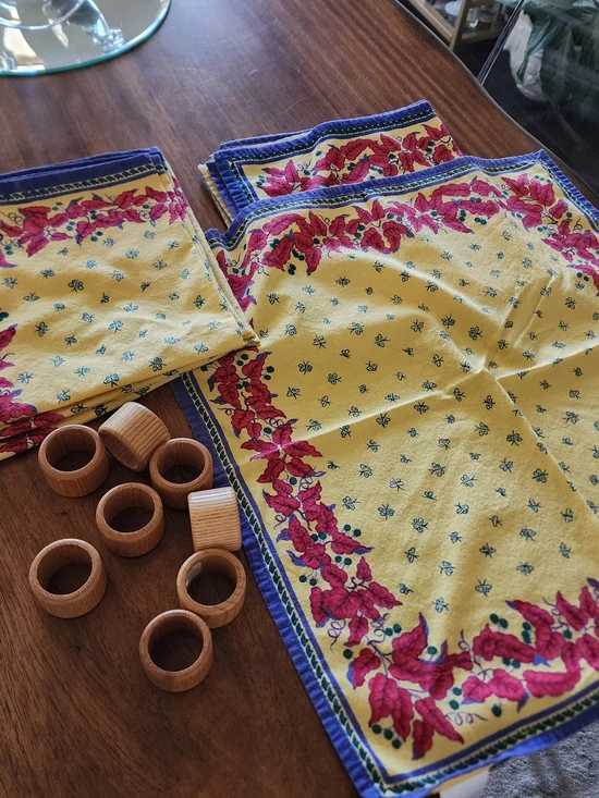 Williams Sonoma French Provencal Cotton Napkins SET Of 12 w/rings