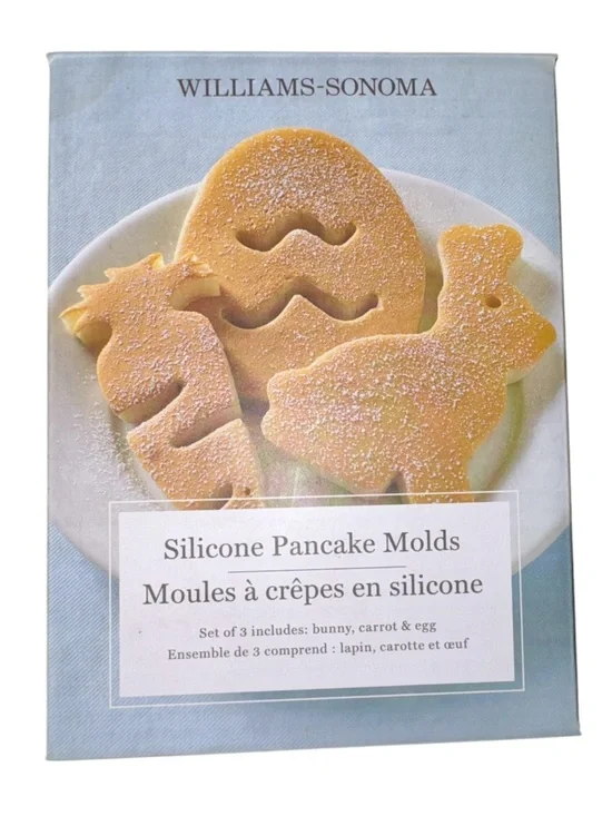 Williams-Sonoma Silicone Pancake Molds - Bunny, Carrot & Egg - Yellow new in box