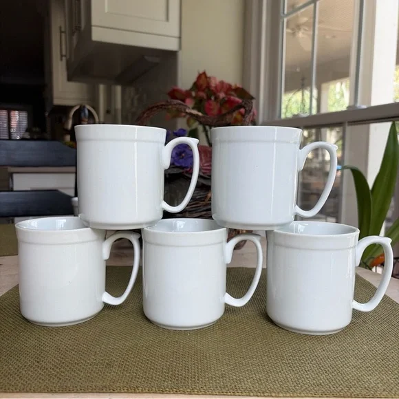 Williams Sonoma Pantry Essentials White Ceramic Mugs - Set of 5