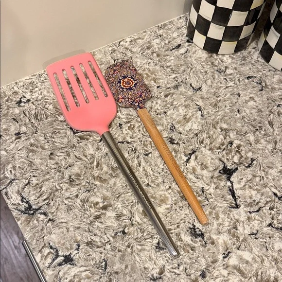 Williams Sonoma Set of 2 Pink Silicone Slotted Turner with Stainless Handle