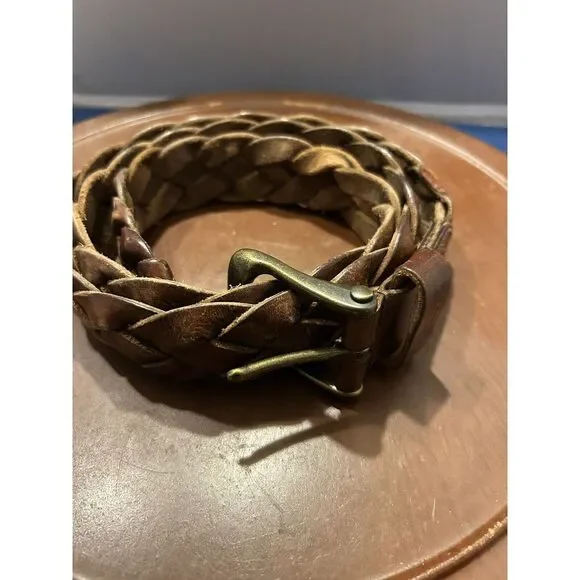 Octane Brown Braided Genuine Leather Belt Men's Size 38‎