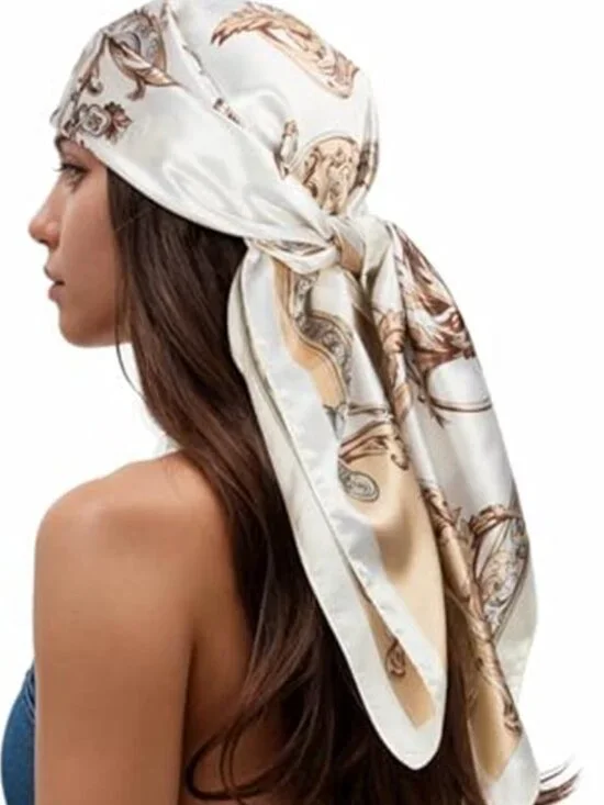 Head Scarf for Women Like Silk Scarf Hair Scarf Printed Square Scarf