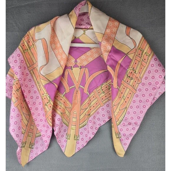 Fattorseta Scarf 34x34 Belts Print Made in Italy Square Scarf