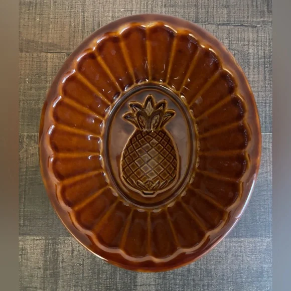 Vintage Williams Sonoma Brown Ceramic Glazed Pineapple Cranberry Jello Mold