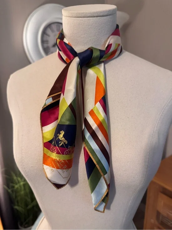 Coach Vintage Y2K Legacy Multicolor Silk Bandana Handbag Scarf 21x21 RARE