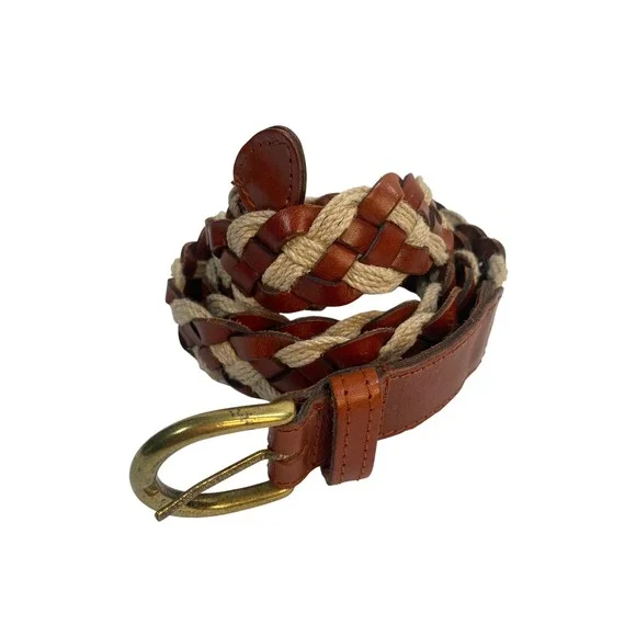 Unbranded Braided Leather Rope Belt Mens 42 Coastal Nautical Woven Preppy