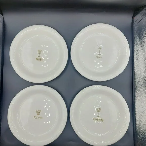 4 Williams Sonoma Appetizer Plates Embossed Wine Series 6.25