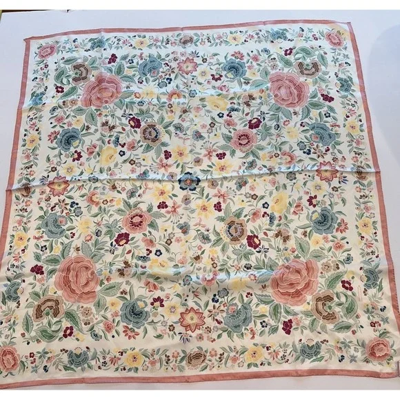 Vintage Smithsonian Institute Floral Silk Scarf 31