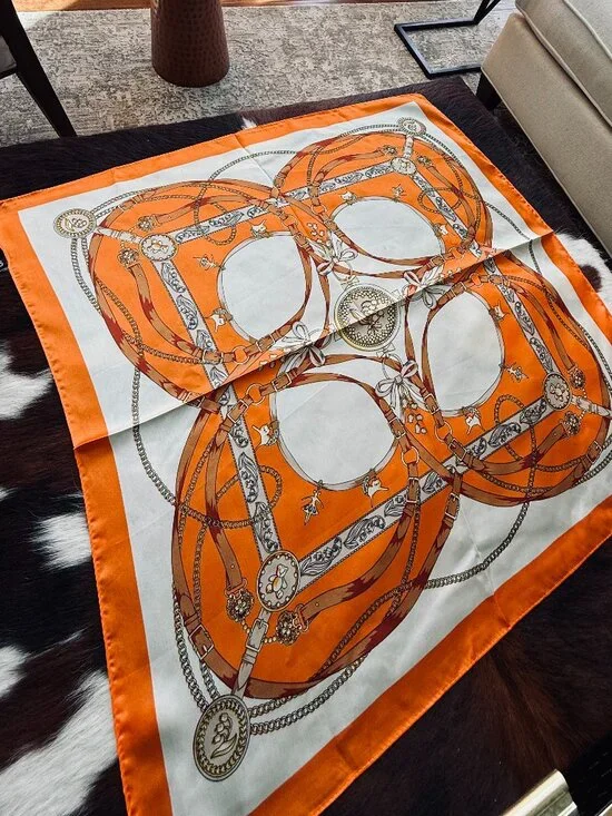New Stylish  Orange Faux Silk Square Scarf/Bandana