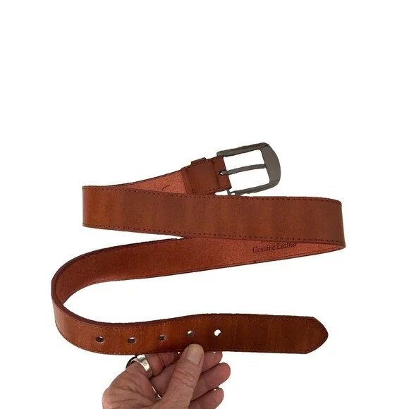 North Woods Genuine stitched Leather 1 3/8 in wide with brushed gun metal buckle