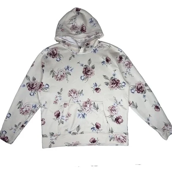 Hollister cream Rose Hoodie Relaxed Fit Sz L super soft
