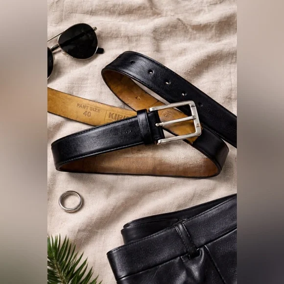 Kirkland Signature Men’s Black Leather Belt | Italian Full-Grain | Size 40