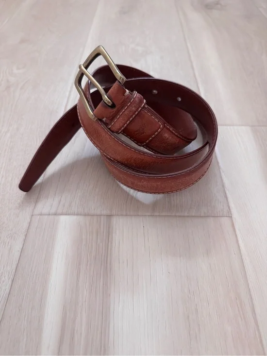 VTG Polo Ralph Lauren Genuine Leather Brown Belt Embossed Polo Logo Size 38