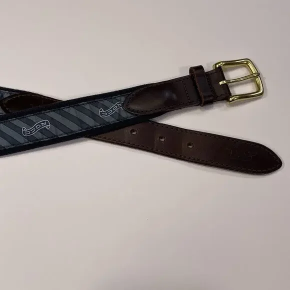 Vineyard Vines ROCC Belt Men’s 30 Golf Blue Brown Leather Country Club