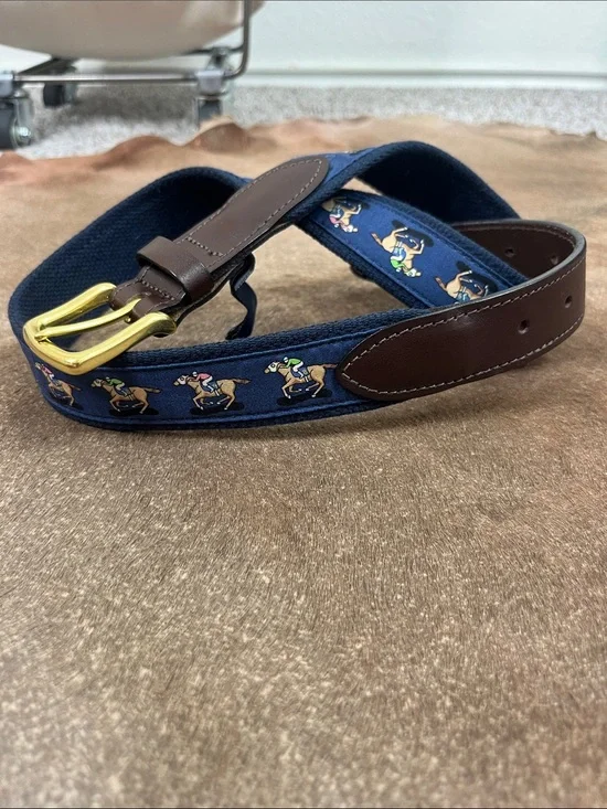 Vineyard Vines Kentucky Derby Horse Print Belt Sz 34