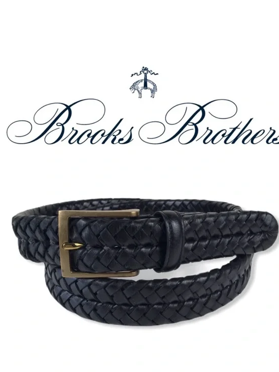 Men’s Brooks Brothers WINO BROWN  Woven Leather Belt 38 Italy
