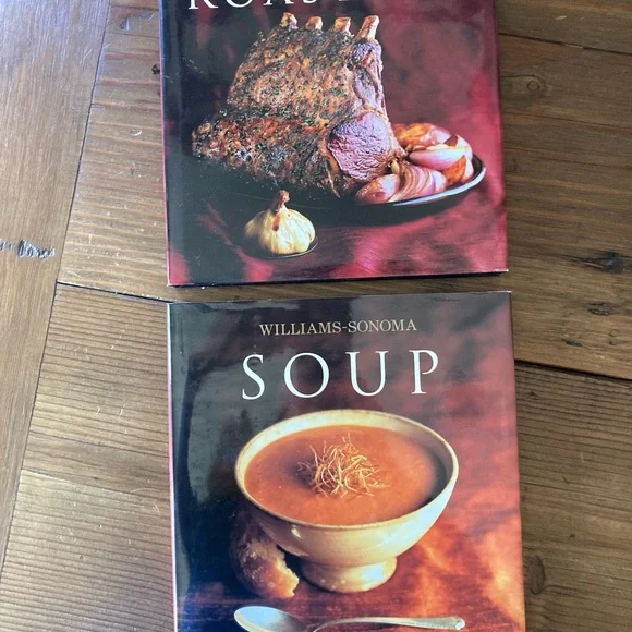 Williams Sonoma Roast & Soup Cookbook Set - Red and Brown Covers