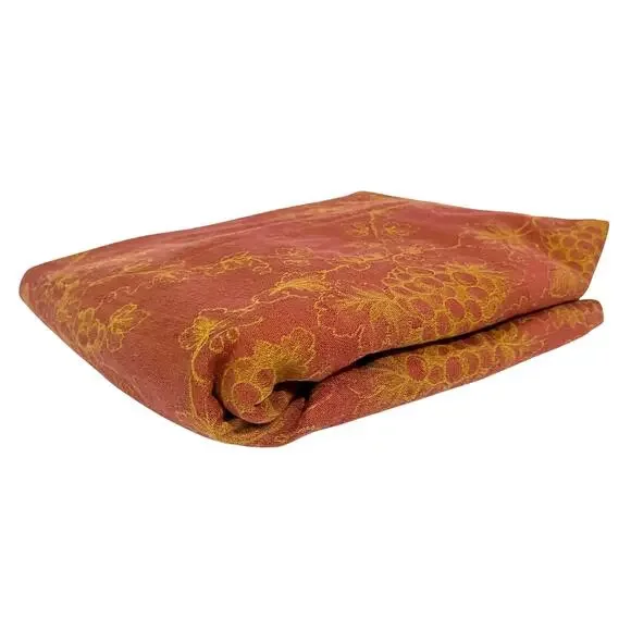 Williams Sonoma Tablecloth Grape Jacquard RARE Linen Cotton Rust Red Gold 70x126