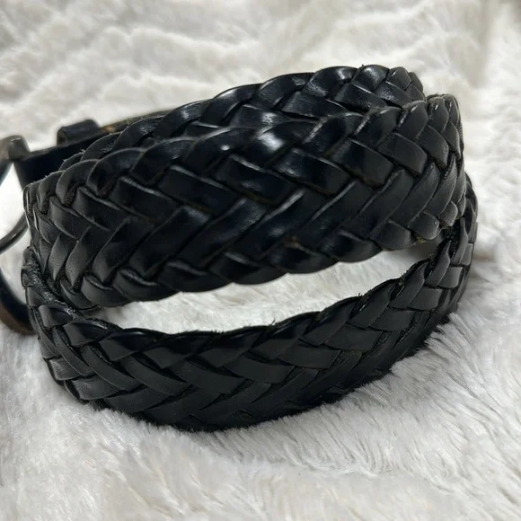 Gap Black Woven Leather Men's Belt Matte  bronze Buckle, Size 40