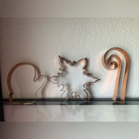 Vintage Lot of 3 Large Copper Cookie Cutters Winter-Theme Baking William Sonoma