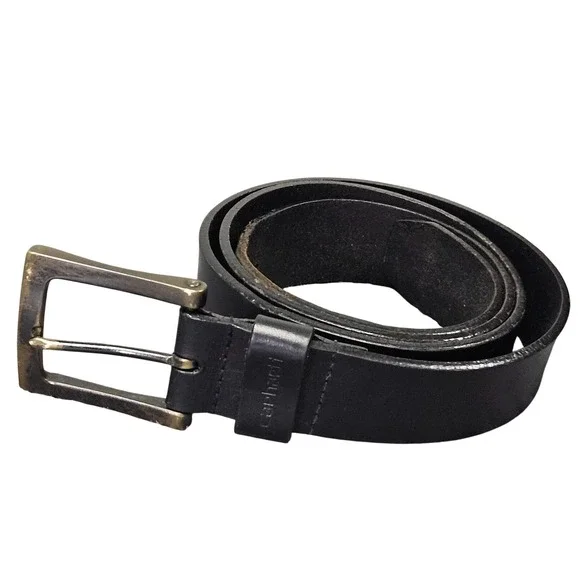 Carhartt Leather Belt Mens 42 Black Anvil Italian Brass Buckle Workwear 2203