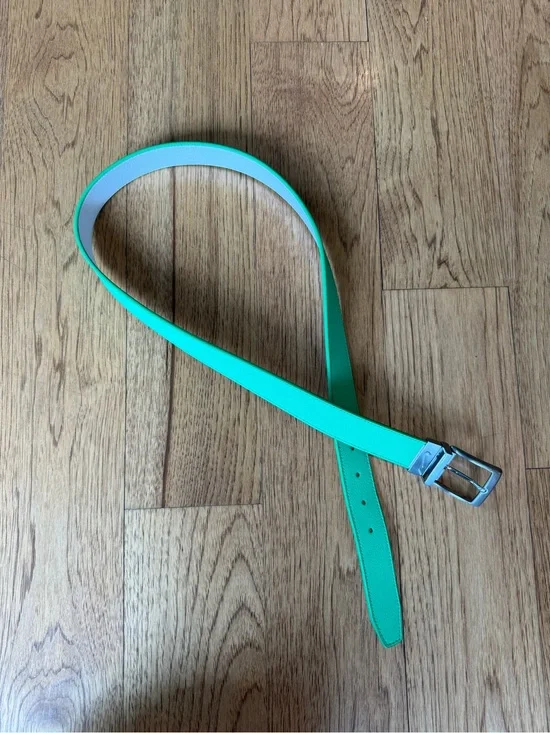 Bright Green Genuine Leather Belt with Silver Buckle, Nike Golf Collection