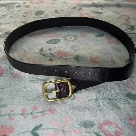 Brown Gold Leather Belt 50 Inches Western Retro Classic Vintage Boho 70s 90s Men